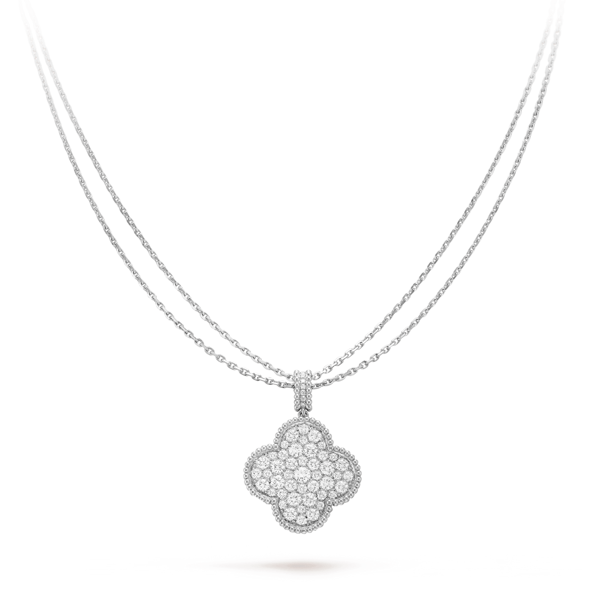 Mystic CLOVER 25MM SILVER FULL DIAMOND BIG CLOVER NECKLACE