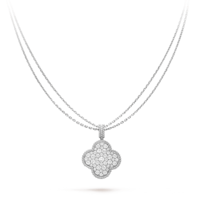 Mystic CLOVER 25MM SILVER FULL DIAMOND BIG CLOVER NECKLACE