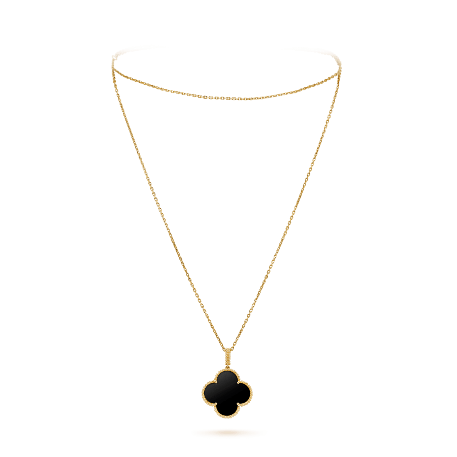 Mystic CLOVER 25MM GOLD ONYX BIG CLOVER NECKLACE