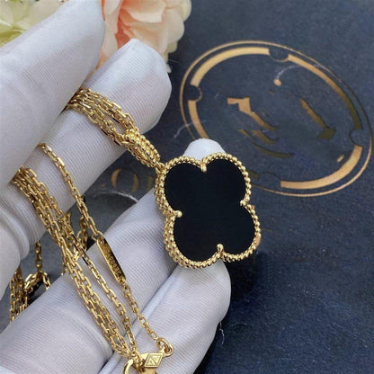 Mystic CLOVER 25MM GOLD ONYX BIG CLOVER NECKLACE