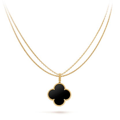 Mystic CLOVER 25MM GOLD ONYX BIG CLOVER NECKLACE
