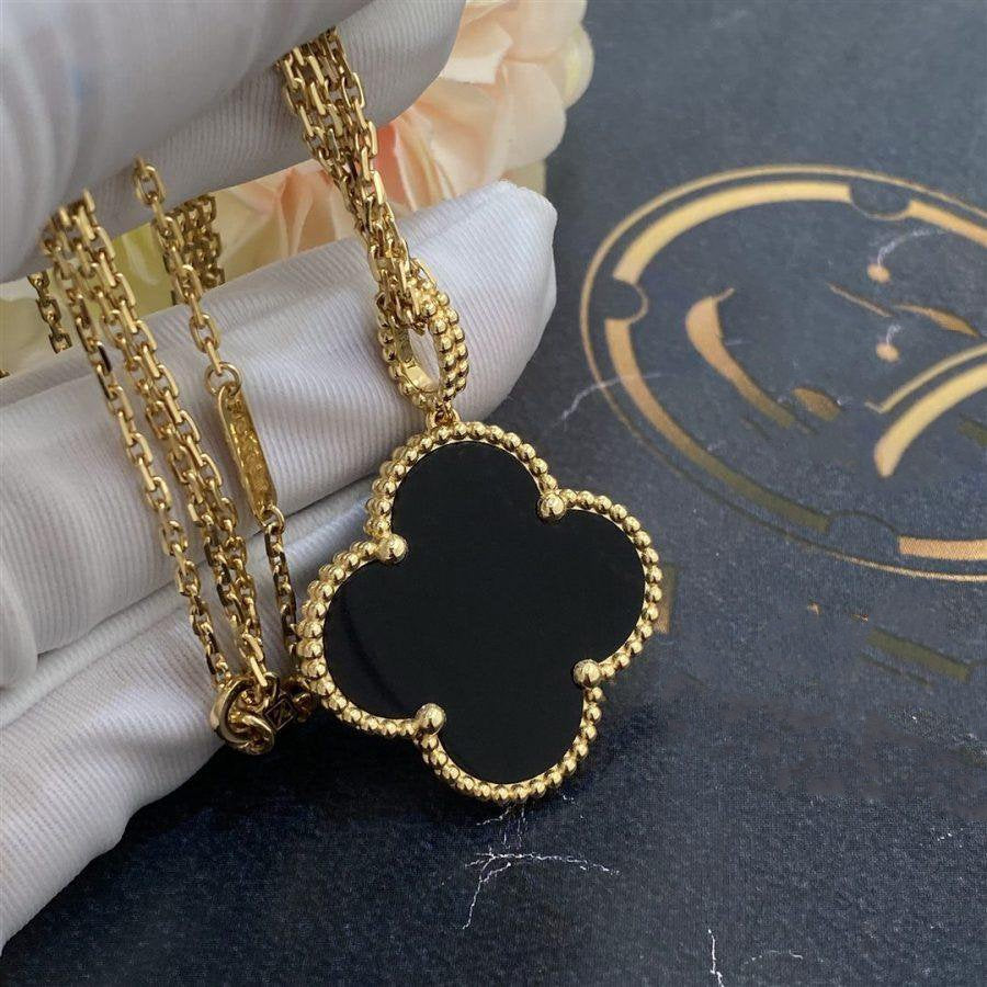 Mystic CLOVER 25MM GOLD ONYX BIG CLOVER NECKLACE