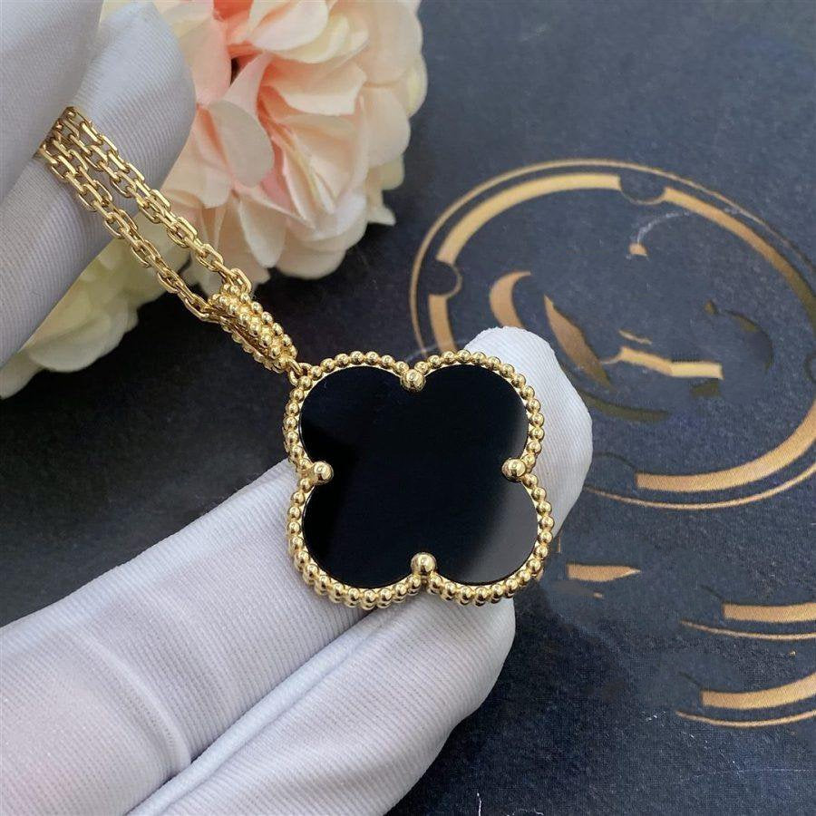 Mystic CLOVER 25MM GOLD ONYX BIG CLOVER NECKLACE