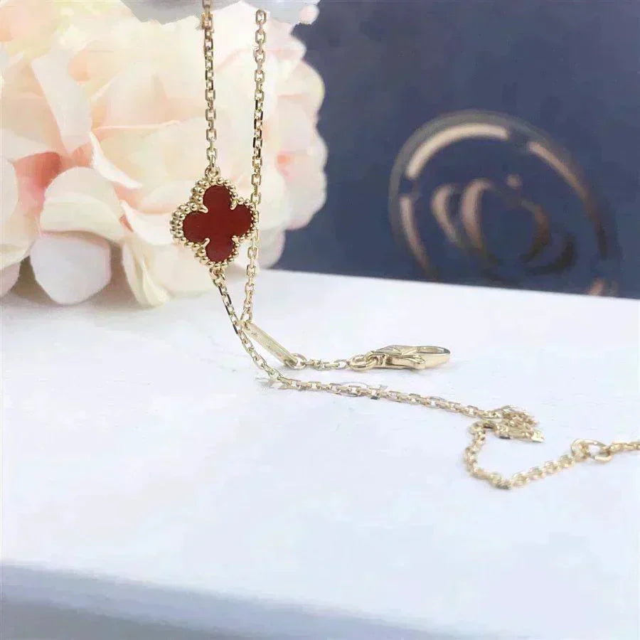 Mystic CLOVER  CARNELIAN SINGLE FLOWER BRACELET