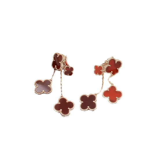 Mystic CLOVER EARRINGS CARNELIAN 4 MOTIFS PINK GOLD