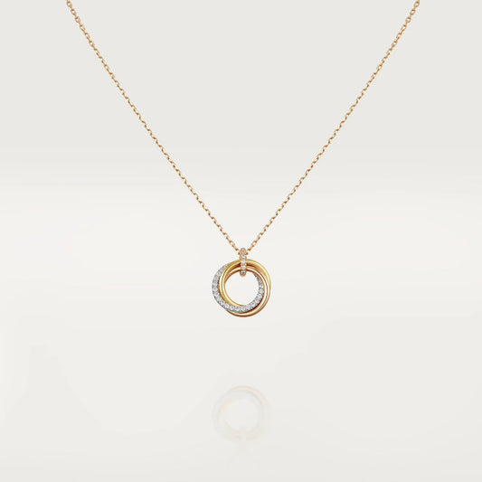 Mystic TRINITY NECKLACE SILVER GOLD PINK GOLD DIAMONDS