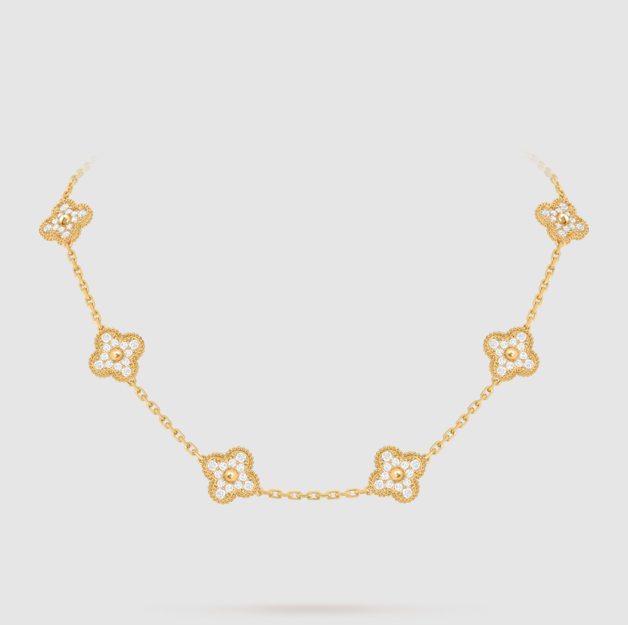 [Mystic ]CLOVER 10 MOTIFS FULL DIAMOND NECKLACE