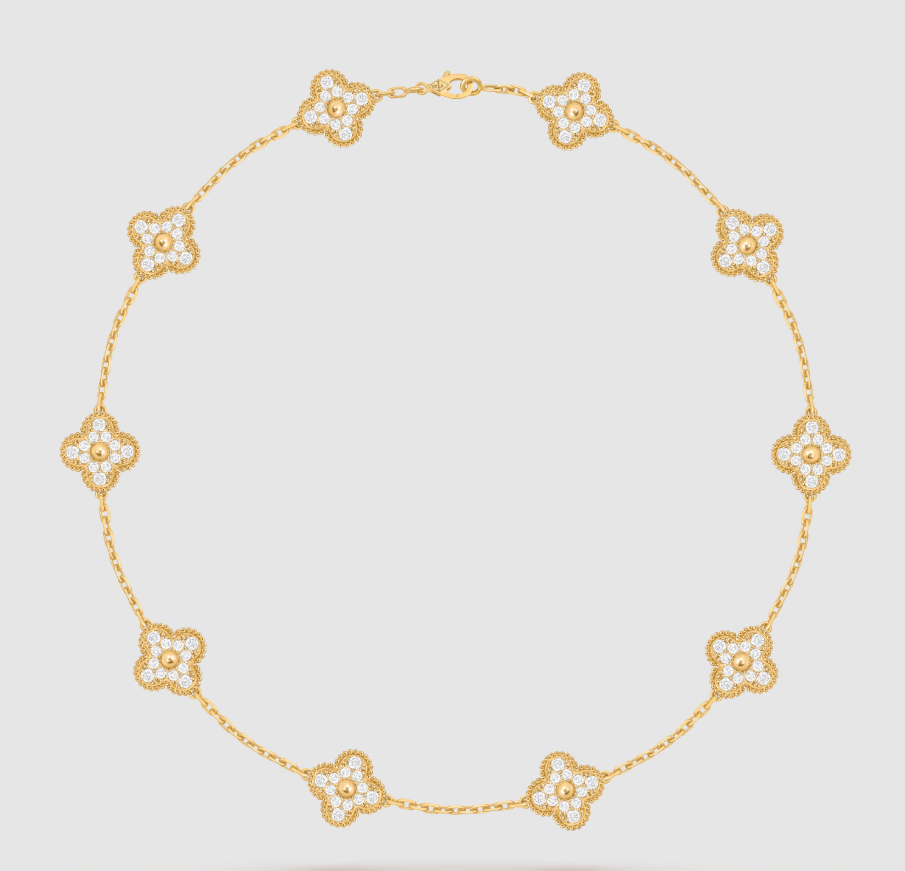 [Mystic ]CLOVER 10 MOTIFS FULL DIAMOND NECKLACE