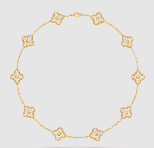 [Mystic ]CLOVER 10 MOTIFS FULL DIAMOND NECKLACE