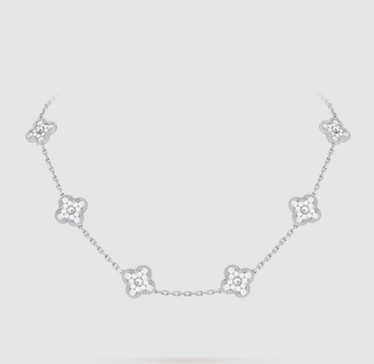[Mystic ]CLOVER 10 MOTIFS FULL DIAMOND NECKLACE