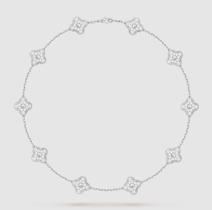 [Mystic ]CLOVER 10 MOTIFS FULL DIAMOND NECKLACE