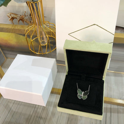 Mystic LARGE BUTTERFLY SILVER PENDANT DIAMOND NECKLACE
