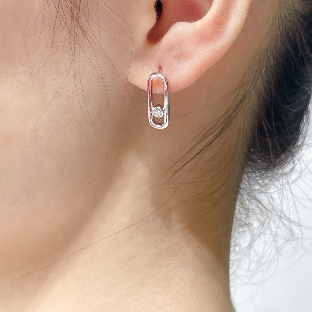 [Mystic]MOVE UNO SMALL 1 DIAMOND EARRINGS