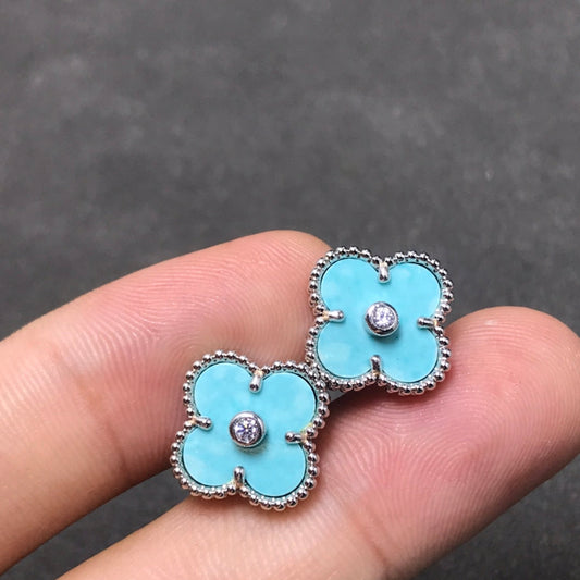 Mystic CLOVER 1 DIAMOND BLUE SKY SILVER EARRINGS