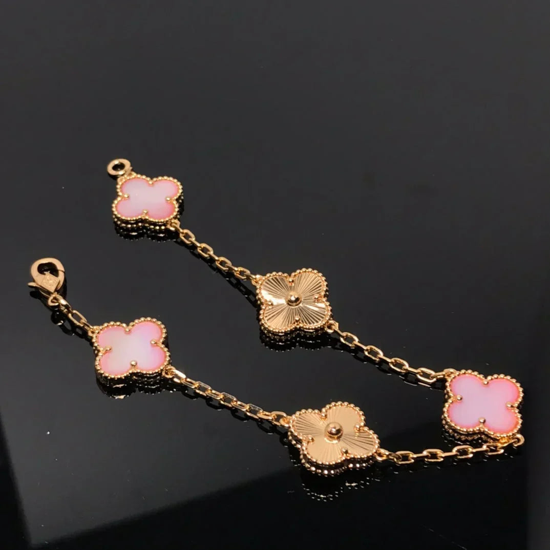 [Mystic ]New  CLOVER 5 MOTIFS  PINK MOP BRACELET COLLECTION