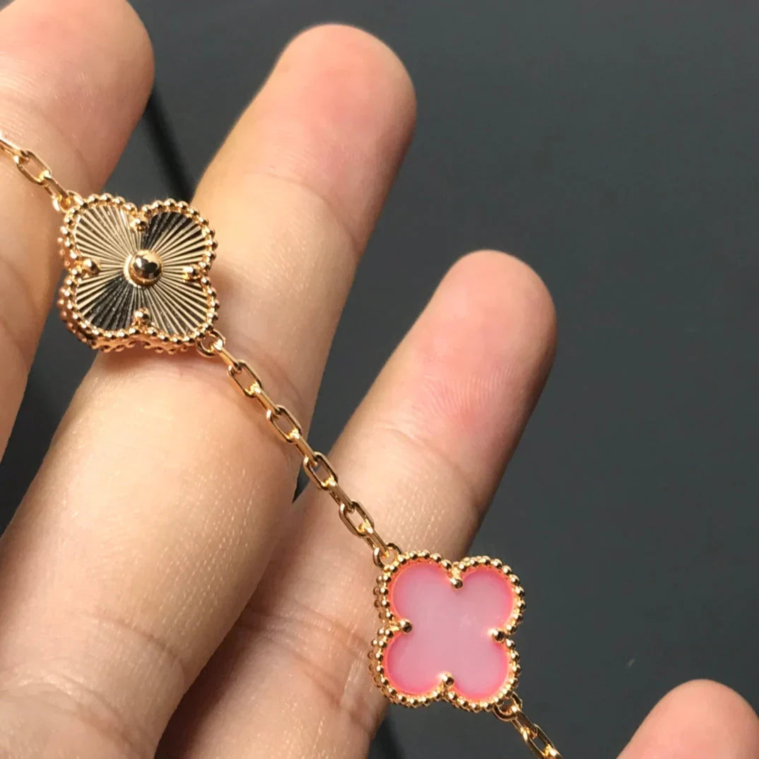 [Mystic ]New  CLOVER 5 MOTIFS  PINK MOP BRACELET COLLECTION