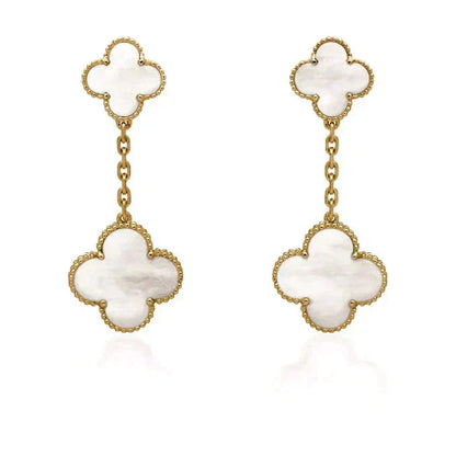 Mystic CLOVER 2 MOTIF WHITE MOP EARRINGS