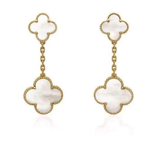 Mystic CLOVER 2 MOTIF WHITE MOP EARRINGS