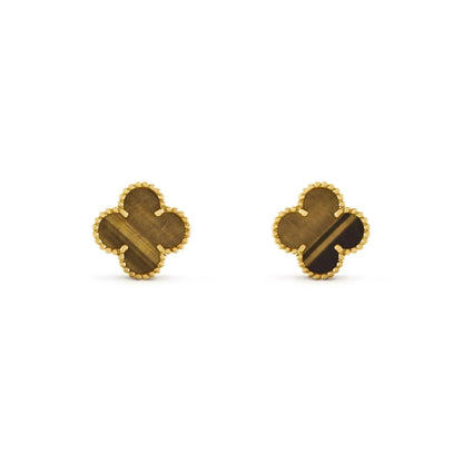 Mystic CLOVER MEDIUM 1 MOTIFS TIGER EYE EARRINGS